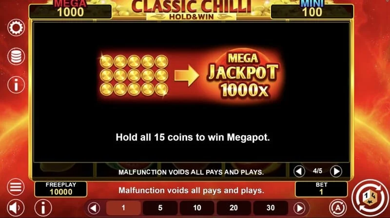 Classic Chilli Hold & Win - ljepljivi simboli u rundi zadržavanja