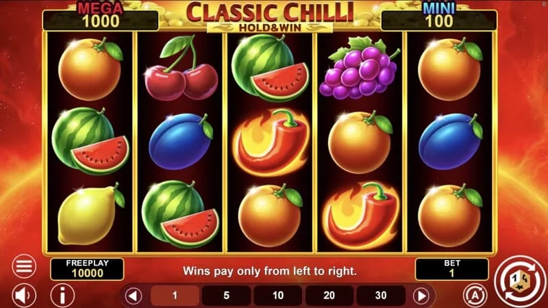 Classic Chilli Hold & Win - 5x3 bubnjevi sa simbolima chilli papričica